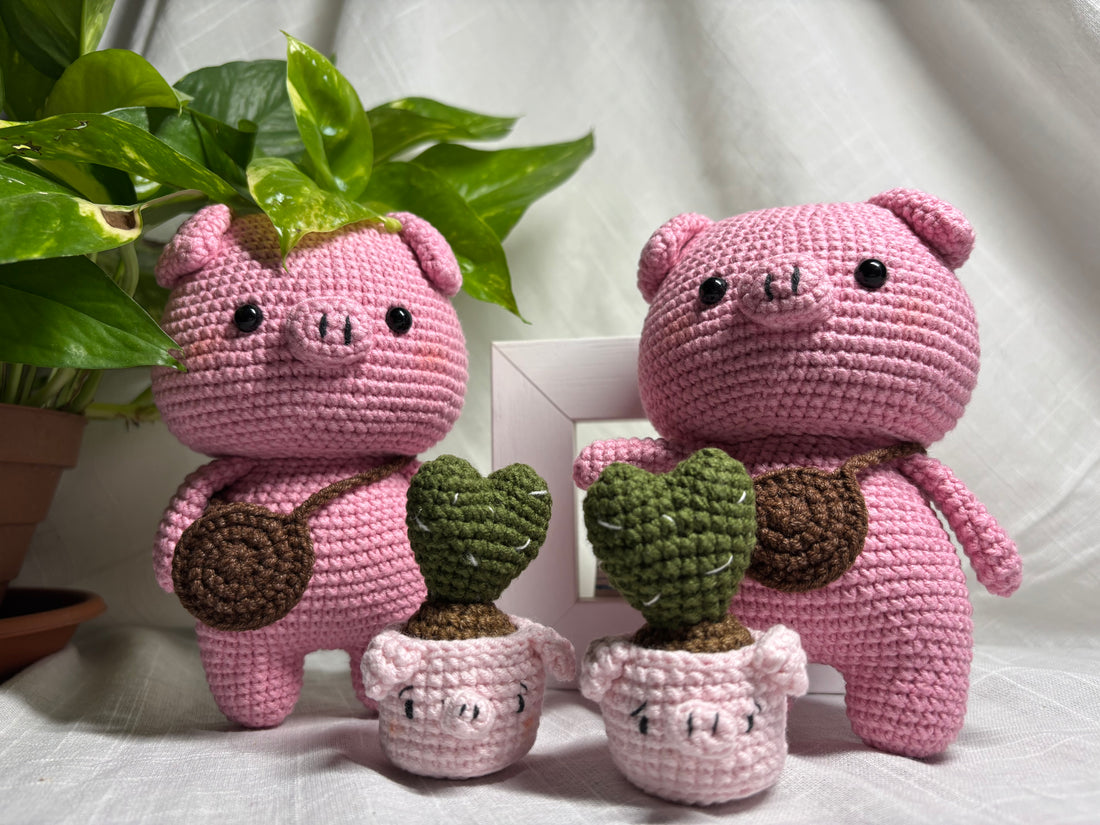 Set amigurumi maialini e piantine — Photo 4